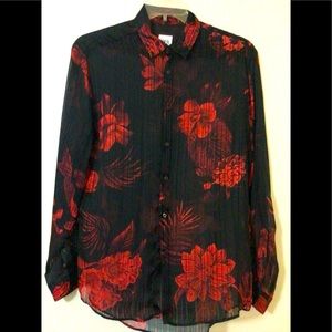 Zara sheer floral shirt